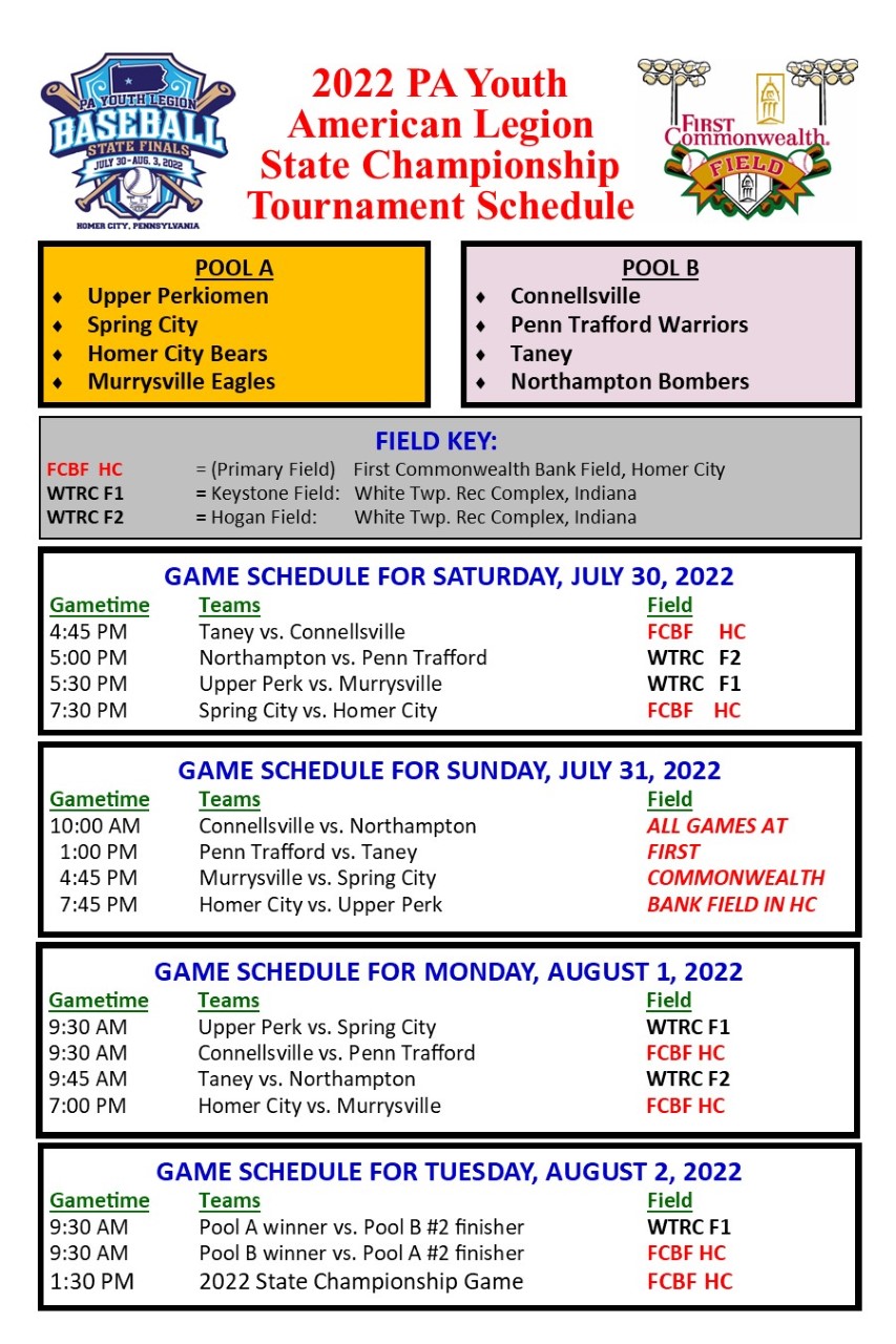 Field Is Set For The State Pa Youth Legion Championship Tournament 